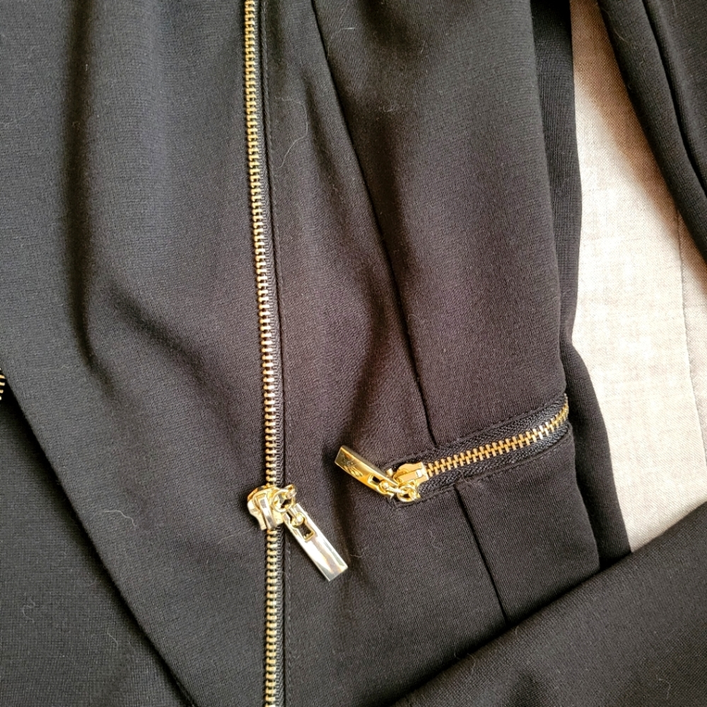 Black Knit Moto Style Jacket Suzy Shier Size M